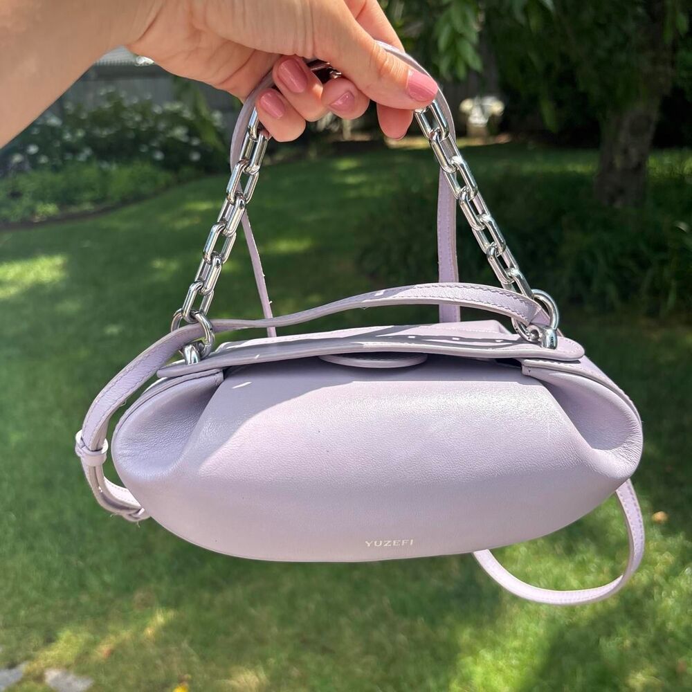 Yuzefi Purple dinner roll bag lilac mini bag with chain strap and crossbody